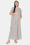 Coucou Maternity Woven Full Length Loungewear Dress Front Zipper With Discreet Feeding - Dark Green — thumbnail 4